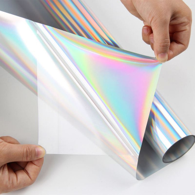Metallic Soft - МЕ771. СЕРЕБРО ГОЛОГРАММА СПЕКТР. Подложка клейкая. Толщина 80-90 микрон. Ширина 50 см.