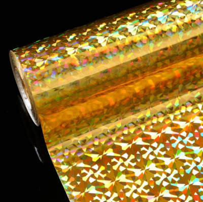 Metallic Soft - МЕ778. ЗОЛОТО ГОЛОГРАММА ОСКОЛКИ. Подложка клейкая. Толщина 80-90 микрон. Ширина 50 см.