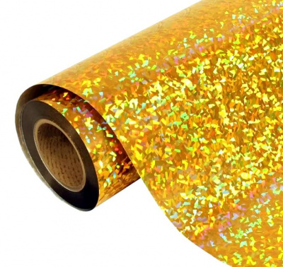 Metallic Soft - МЕ778. ЗОЛОТО ГОЛОГРАММА ОСКОЛКИ. Подложка клейкая. Толщина 80-90 микрон. Ширина 50 см.