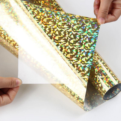 Metallic Soft - МЕ778. ЗОЛОТО ГОЛОГРАММА ОСКОЛКИ. Подложка клейкая. Толщина 80-90 микрон. Ширина 50 см.